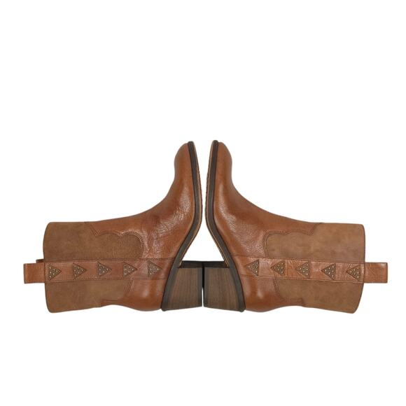 Donald J Pliner Western Studded Ankle Boots Reverse Calf Leather Cowgirl - Picture 7 of 12